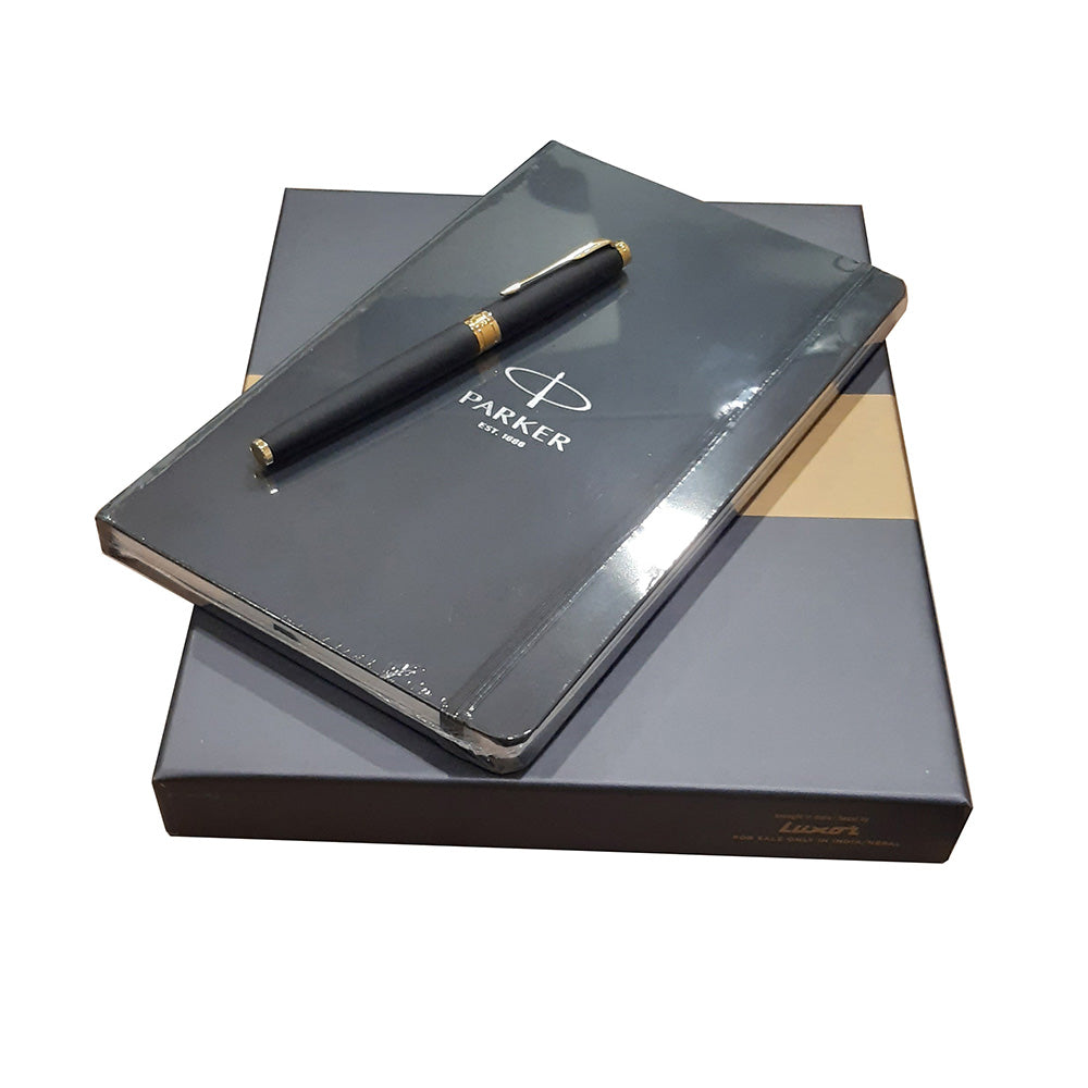 Parker Aster Matte Black GT Rollerball Pen With Large Notebook (Free)