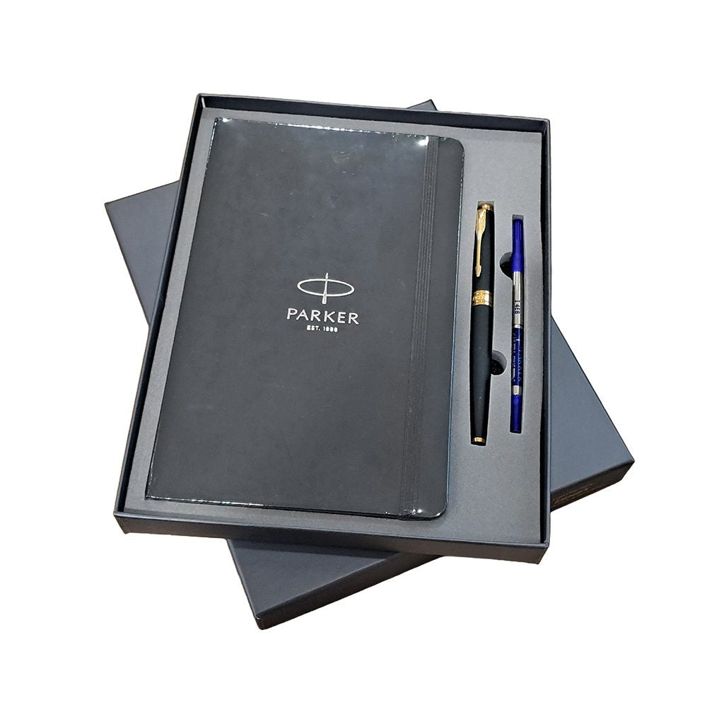 Parker Aster Matte Black GT Rollerball Pen with A5 Black Notebook (Free)