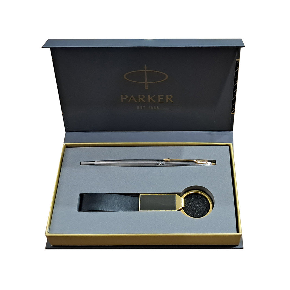 Parker Insignia Shiny Chrome GT Ballpoint Pen with Keychain (Free)