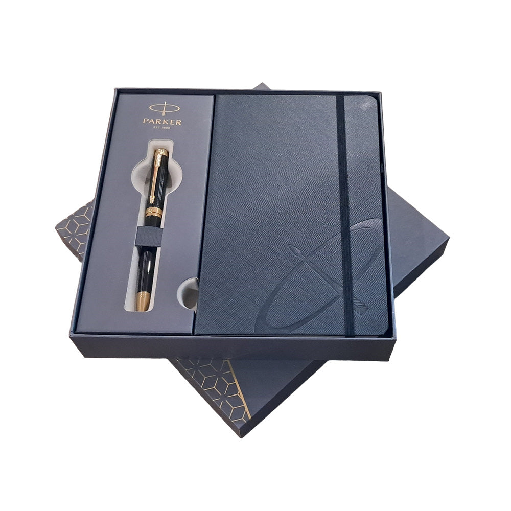 Parker Ambient Laque Black GT Ballpoint Pen with Parker Notebook