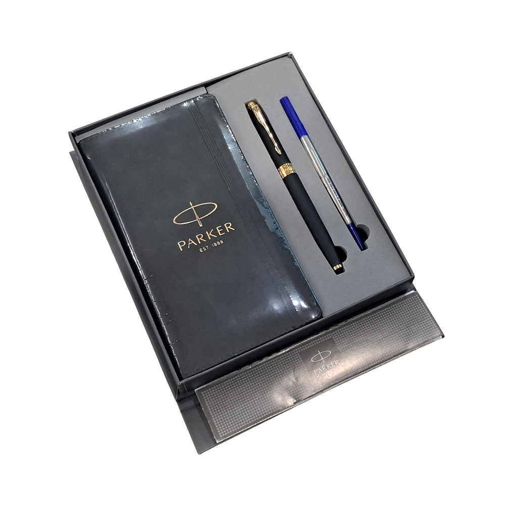 Parker Aster Matte Black GT Rollerball Pen with A6 Slim Notebook