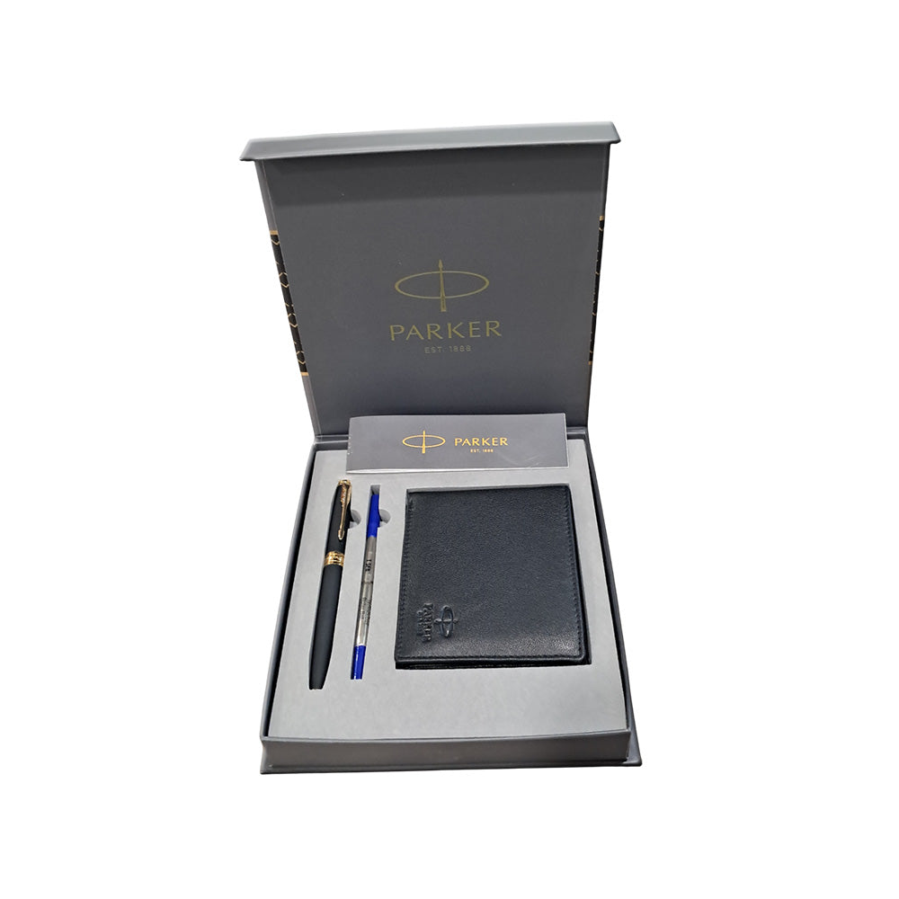 Parker Aster Giftset Matte Black GT Rollerball Pen with Wallet