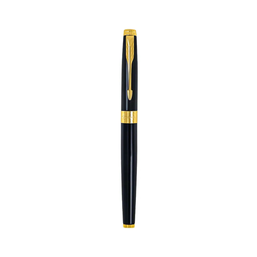 Parker Aster Lacque Black Gold Trim Rollerball Pen With Pop-Up Credit Card Holder