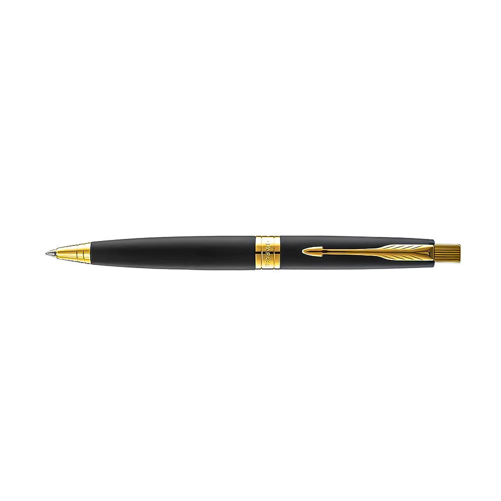 Parker Aster Lacque Black Gold Trim BallPoint With Pop-Up Credit Card Holder
