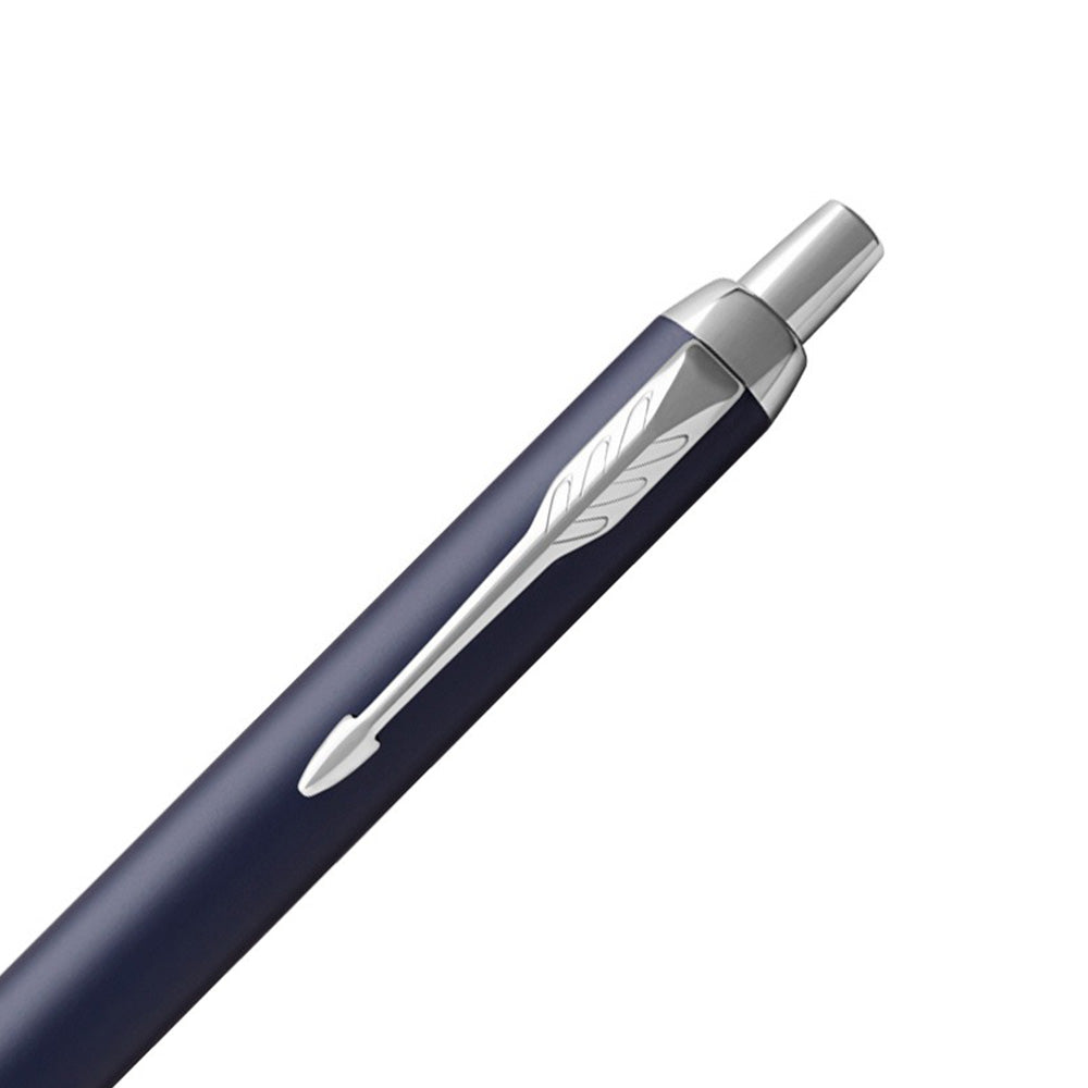 Parker IM Metal Blue Chrome Trim Ballpoint Pen With Parker Notebook