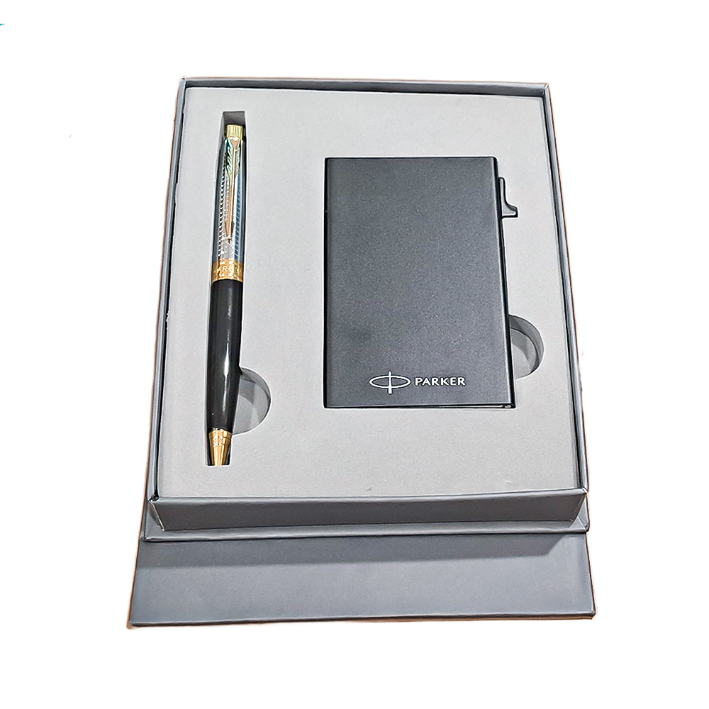 Parker Aster Contemporary Black & Chrome GT Ballpoint With Pop-Up Credit Card Holder