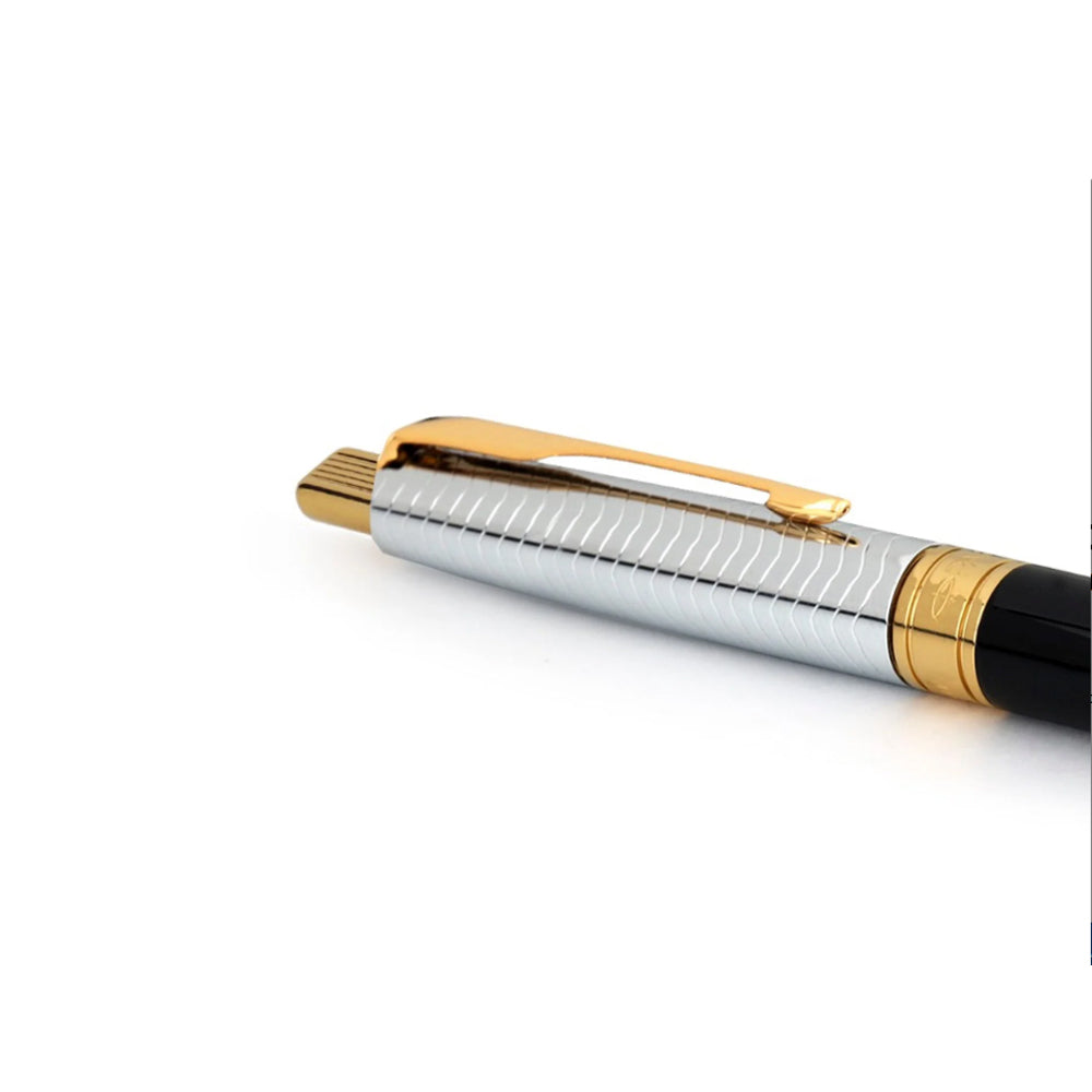 Parker Aster Contemporary Black & Chrome GT Ballpoint With Pop-Up Credit Card Holder