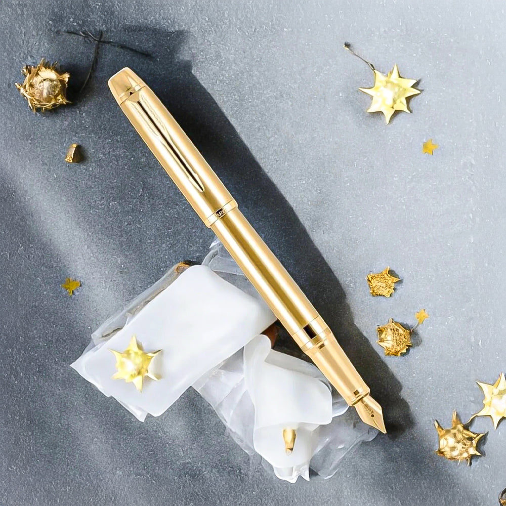 Parker Odyssey Gold Trim Fountain Pen - Medium Nib + Ballpoint Pen Set