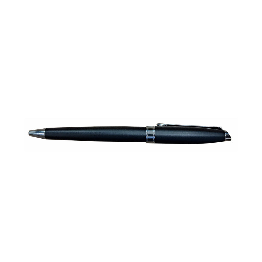 Parker Fusion Ball Pen with Matte black ABS barrel with Stainless steel linished cap and chrome plated trim. A contemporary & unique design blended highlighted with a chrome plated ring on the barrel. Matte Black Finish Metal Barrel Chrome Plated Trim A Contemporary & Unique Design Chrome Plated Ring On The Barrel Twist Action Pen Gift Box Made in India