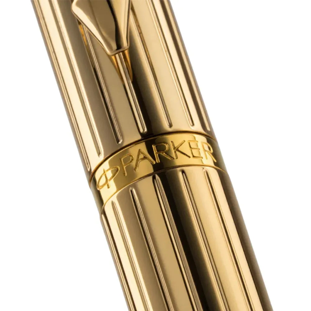 Parker Rialto Gold Finish with Gold Trim Fountain Pen - Stainless Steel Nib