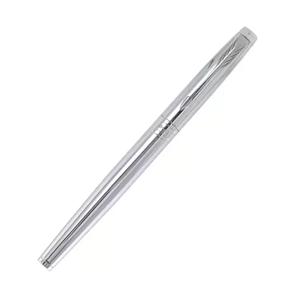 Parker Aster Roller Ball Pen With Lacquer Black Finish Metal Barrel And Chrome Plated Trim. A Contemporary & Unique Design Blended Highlighted With A Chrome Plated Ring On The Barrel. Roller Ball Pen With Shiny Chrome Finish Metal Barrel Chrome Plated Trim Modern, Elegant And Professional. Stylish Roller Ball Pen Slim Grip Made in India
