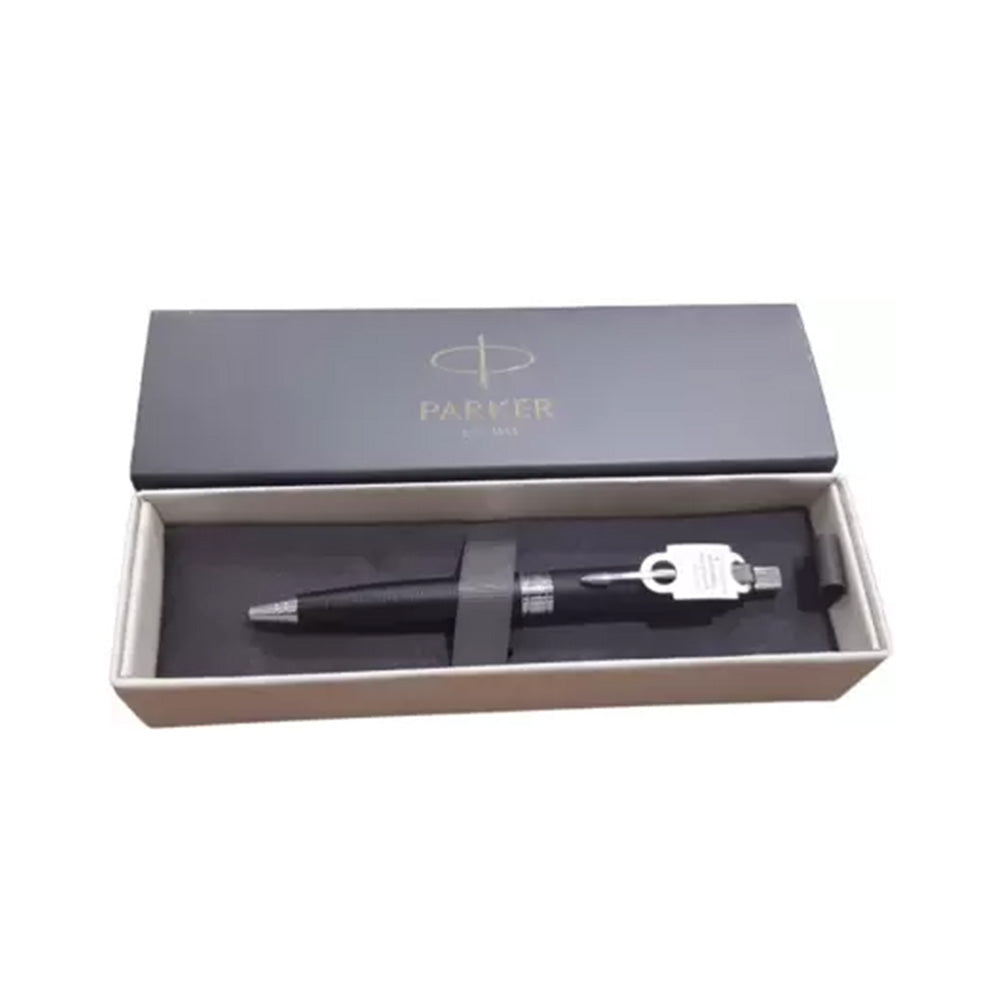 Parker Aster Rings Ball Pen With Lacquered Matte Black Finish Metal Barrel And Chrome Plated Trim. A Contemporary & Unique Design Blended Highlighted With A Chrome Plated Ring On The Barrel. Pen Opening Mechanism – Push Button Body Colour – Rings Matte Black Trim : Chrome Plated Trim Material : Metal Point – Fine Refill – Parker Quink Flow. Rings Matte Black Finish Metal Barrel Chrome Plated Trim A Contemporary & Unique Design Chrome Plated Ring On The Barrel Fine Refill Parker Quink Flow Made in India