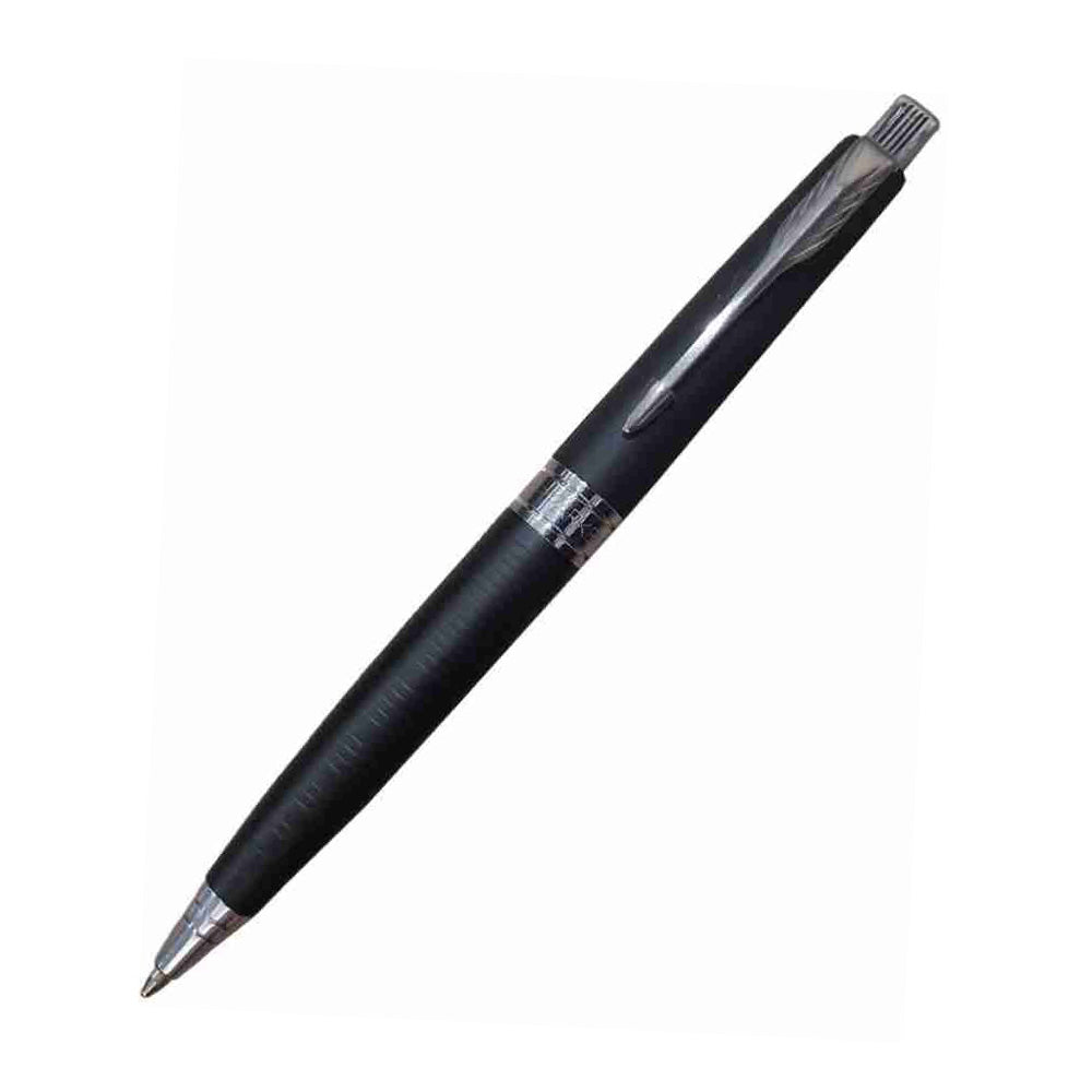 Parker Aster Rings Ball Pen With Lacquered Matte Black Finish Metal Barrel And Chrome Plated Trim. A Contemporary & Unique Design Blended Highlighted With A Chrome Plated Ring On The Barrel. Pen Opening Mechanism – Push Button Body Colour – Rings Matte Black Trim : Chrome Plated Trim Material : Metal Point – Fine Refill – Parker Quink Flow. Rings Matte Black Finish Metal Barrel Chrome Plated Trim A Contemporary & Unique Design Chrome Plated Ring On The Barrel Fine Refill Parker Quink Flow Made in India