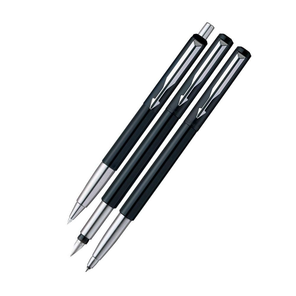 Parker Vector Standard Black CT Ball Pen + Rollerball Pen + Fountain Pen Set