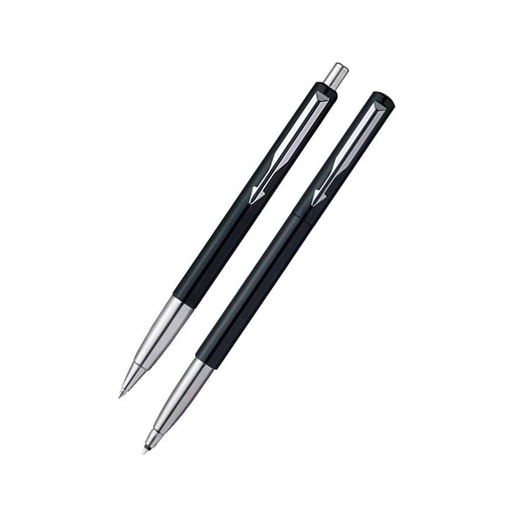 Moulded Plastic Barrel And Cap In High Gloss Colours With Matching Chrome Plated Trim. Cap On / Cap Off. Supplied With Navigator Technology fine point blue ink, refillable with parker quink rollerball refill. fine point blue inks, refillable with parker QuinkFlow ballpoint refill. Colours : Black Pen Opening Mechanism: Cap on/ cap off Body & Design Finish: Glossy Finish Refillable Refill Chrome-plated trim Flexible stainless steel clip Attractive Blister Packing for Gift.