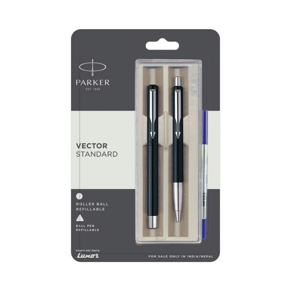 Moulded Plastic Barrel And Cap In High Gloss Colours With Matching Chrome Plated Trim. Cap On / Cap Off. Supplied With Navigator Technology fine point blue ink, refillable with parker quink rollerball refill. fine point blue inks, refillable with parker QuinkFlow ballpoint refill. Colours : Black Pen Opening Mechanism: Cap on/ cap off Body & Design Finish: Glossy Finish Refillable Refill Chrome-plated trim Flexible stainless steel clip Attractive Blister Packing for Gift.