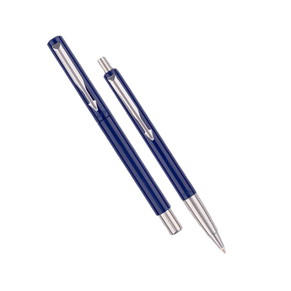 Moulded Plastic Barrel And Cap In High Gloss Colours With Matching Chrome Plated Trim. Cap On / Cap Off. Supplied With Navigator Technology fine point blue ink, refillable with parker quink rollerball refill. fine point blue inks, refillable with parker QuinkFlow ballpoint refill. Colours : Blue Pen Opening Mechanism: Cap on/ cap off Body & Design Finish: Glossy Finish Refillable Refill Chrome-plated trim Flexible stainless steel clip Attractive Blister Packing for Gift.