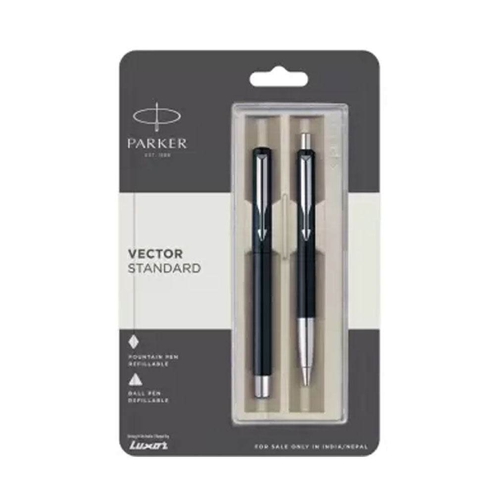 Parker Vector Standard Black CT Fountain Pen & Ball Pen Set