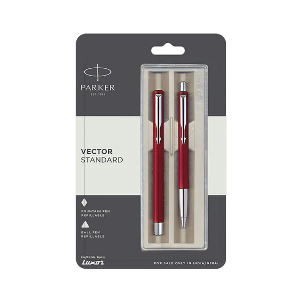 Parker Vector Standard Red CT Fountain Pen & Ball Pen Set