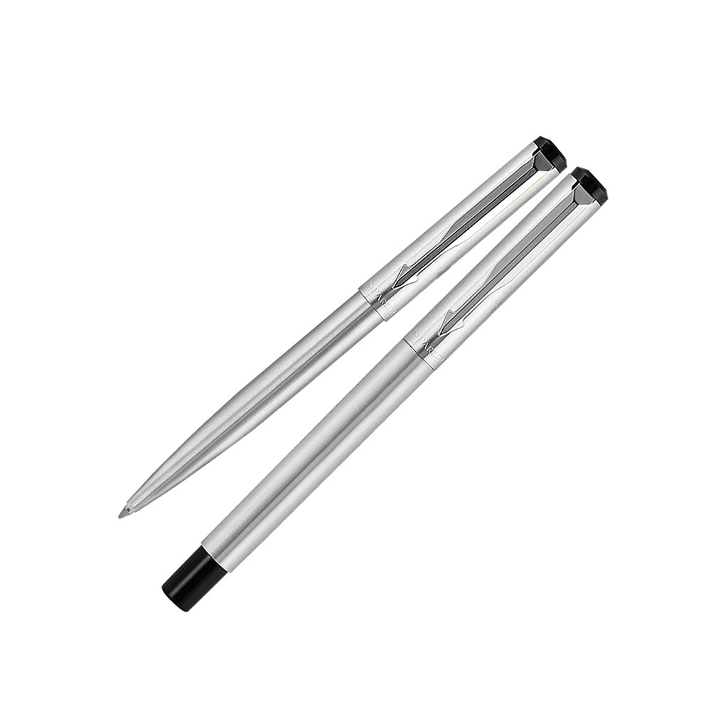 Parker Vector Stainless Steel with Stainless Steel Clip Rollerball Pen + Ball Pen Set