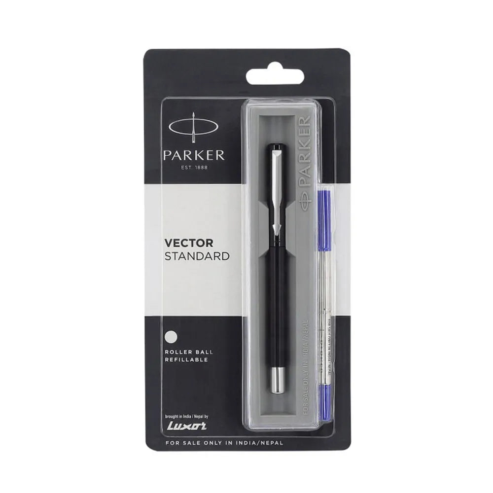 Moulded Plastic Barrel And Cap In High Gloss Colours With Matching Chrome Plated Trim. Cap On / Cap Off. Supplied With Standard Roller Ball Refill With Navigator Technology. Colours : Black Pen Opening Mechanism: Cap on/ cap off Body & Design Finish: Glossy Finish Refillable Refill Chrome-plated trim Flexible stainless steel clip Attractive Blister Packing for Gift.