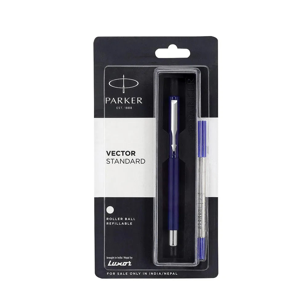 Moulded Plastic Barrel And Cap In High Gloss Colours With Matching Chrome Plated Trim. Cap On / Cap Off. Supplied With Standard Roller Ball Refill With Navigator Technology. Colours : Blue Pen Opening Mechanism: Cap on/ cap off Body & Design Finish: Glossy Finish Refillable Refill Chrome-plated trim Flexible stainless steel clip Attractive Blister Packing for Gift.