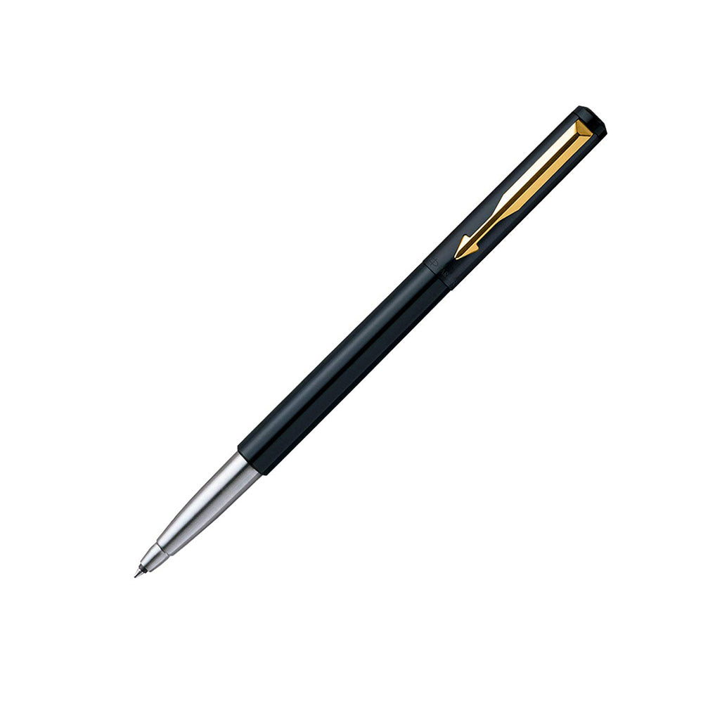 Parker Vector Standard Black Gold Plated Clip Rollerball Pen
