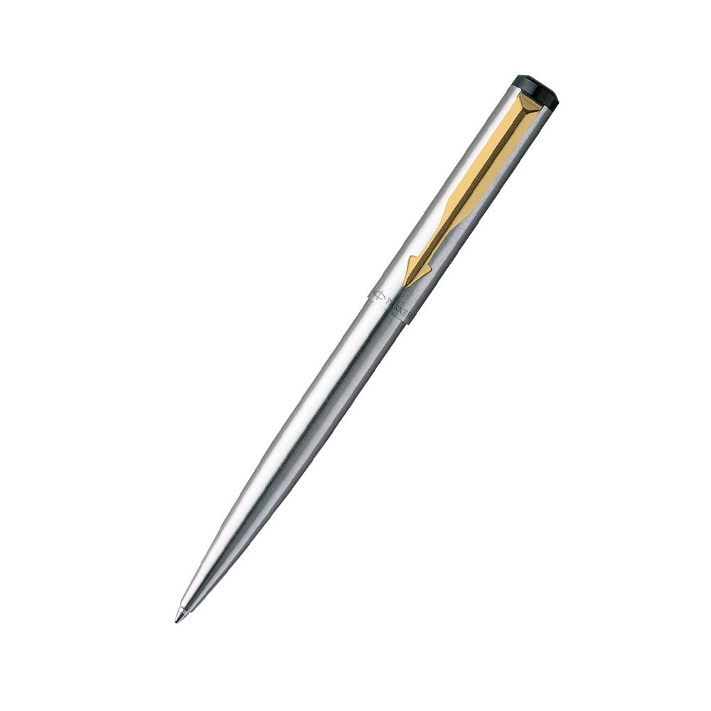 Parker Vector Stainless Steel Gold Trim Ballpoint Pen