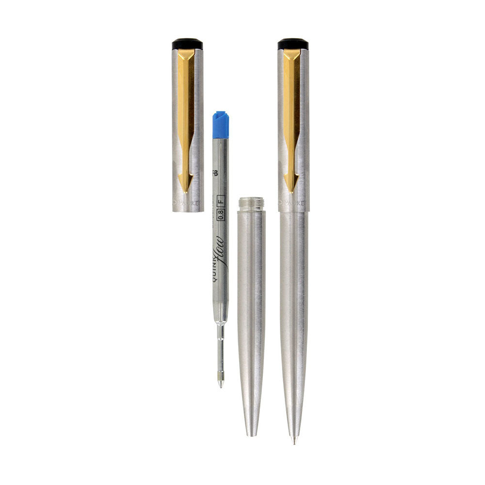 Parker Vector Stainless Steel Gold Trim Ballpoint Pen