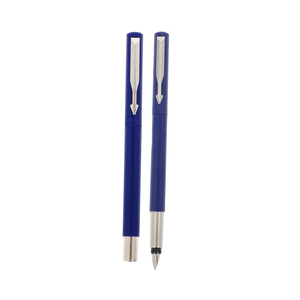 Parker Vector Standard Blue Calligraphy with Chrome Trim Fountain Pen