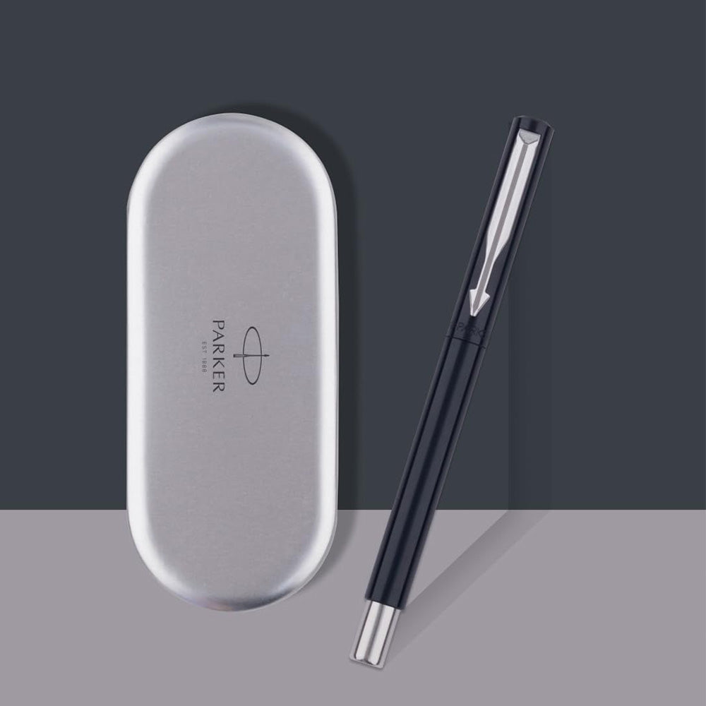 Parker Vector Standard Black Calligraphy with Chrome Trim Fountain Pen