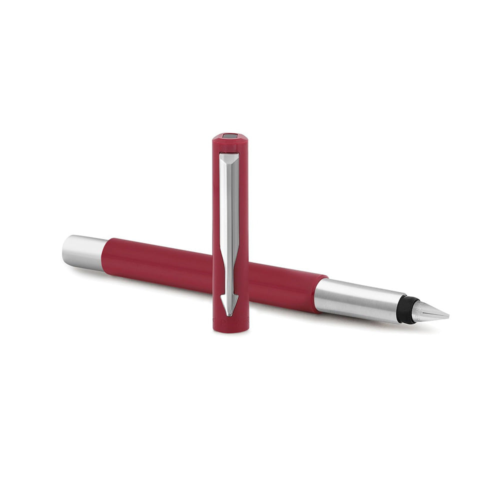 Parker Vector Standard Red Calligraphy with Chrome Trim Fountain Pen