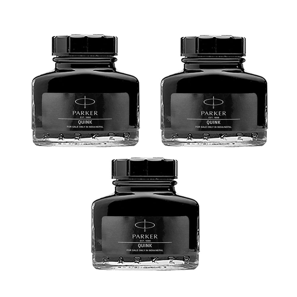 Parker Quink Ink Bottle 30ml – Black (Pack of 3)