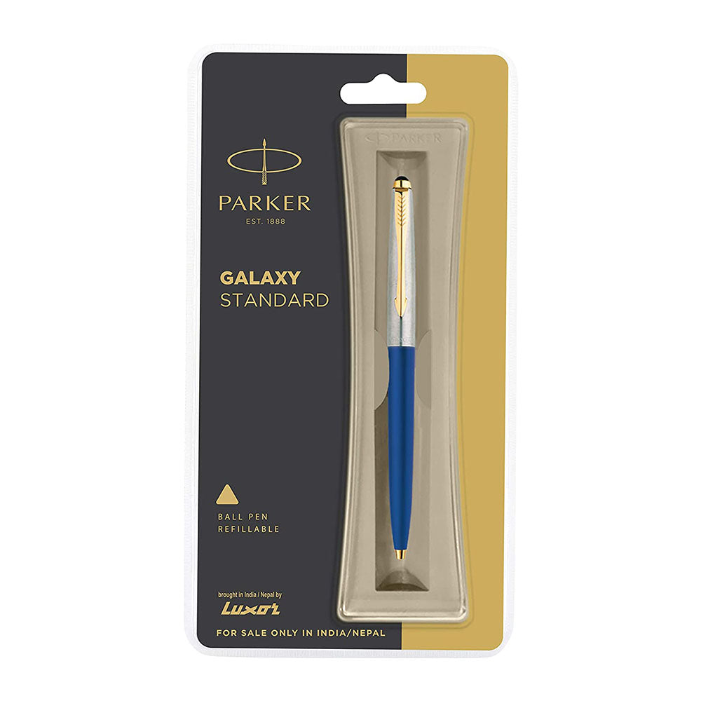 Parker Galaxy Standard Gold Trim Ball Pen - Blue