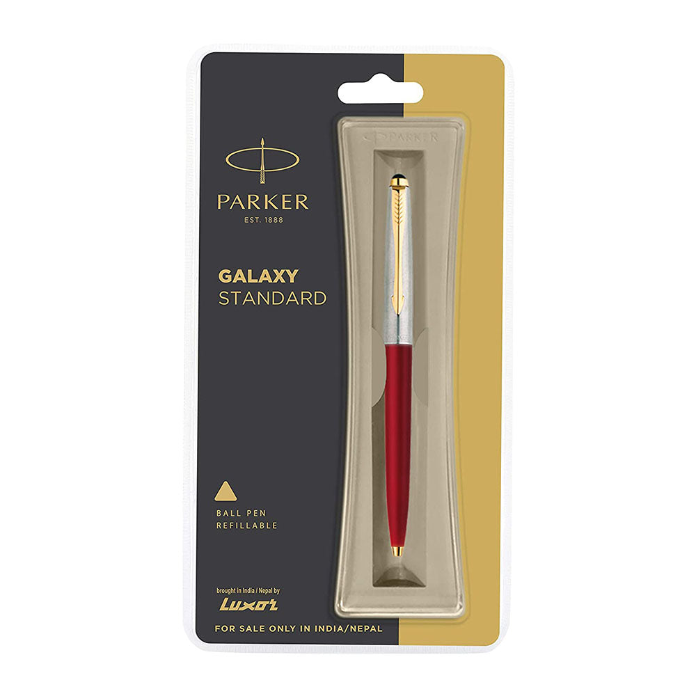 Parker Galaxy Standard Gold Trim Ball Pen - Red