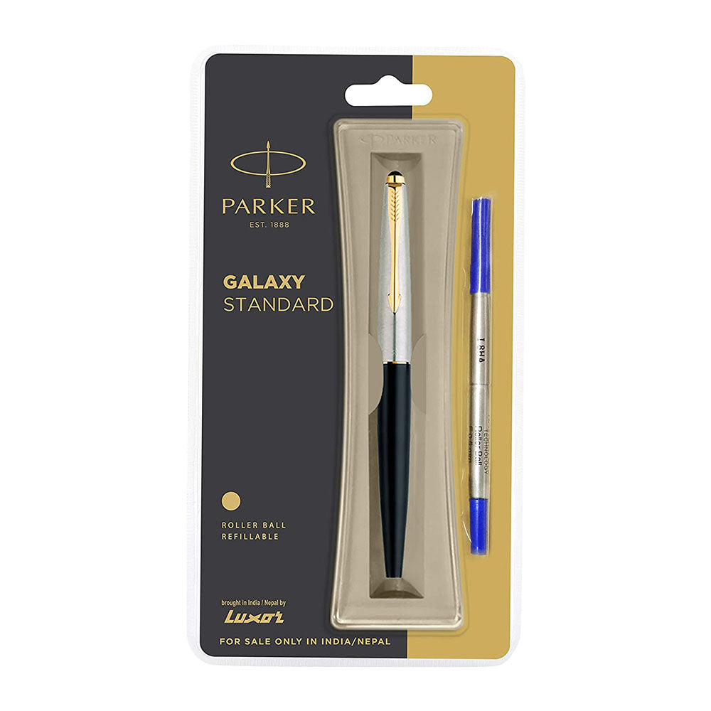 Parker Galaxy Standard Gold Trim Rollerball Pen - Black