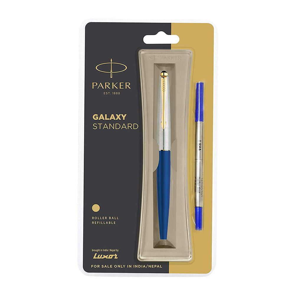 Parker Galaxy Standard Gold Trim Rollerball Pen - Blue
