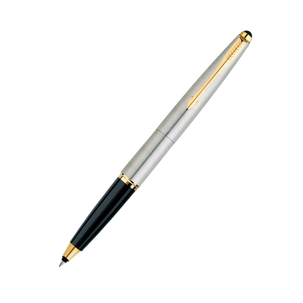 Parker Galaxy Stainless Steel Gold Trim Rollerball Pen
