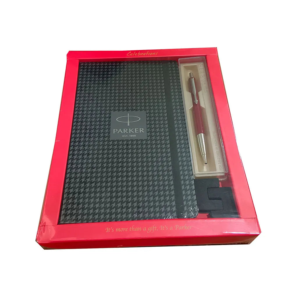 Parker Vector STD Red CT Ball Pen with A5 Houndstooth Print Notebook