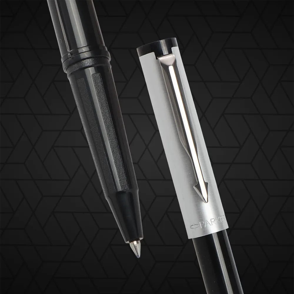 Parker Beta Premium Silver Roller Ball Pen with A5 Houndstooth Print Notebook