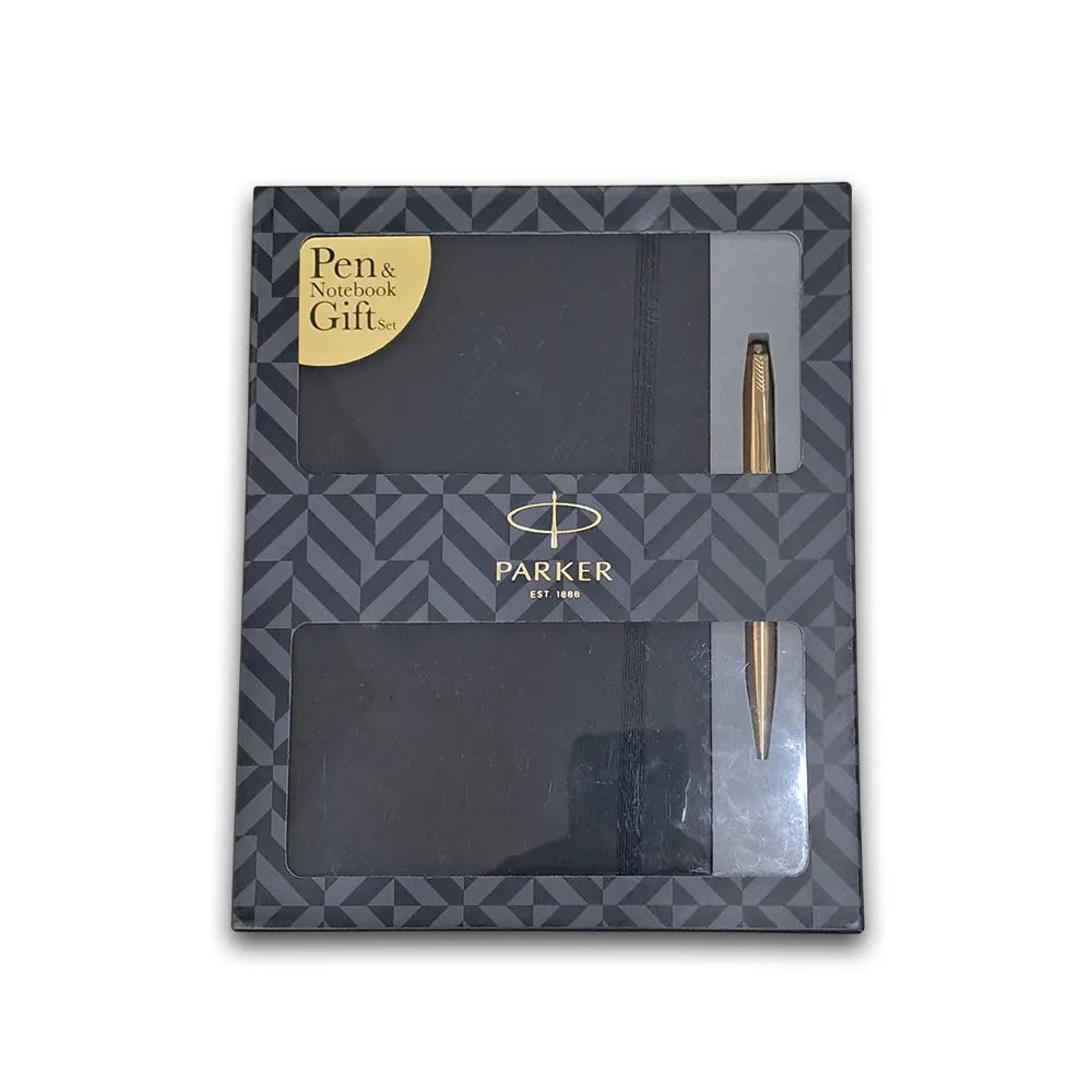 Parker Galaxy Gold Ballpoint Pen with Parker Notebook