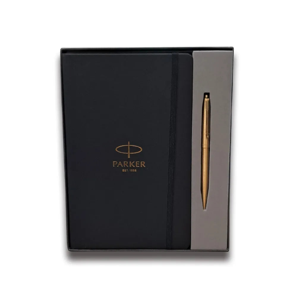 Parker Galaxy Gold Ballpoint Pen with Parker Notebook