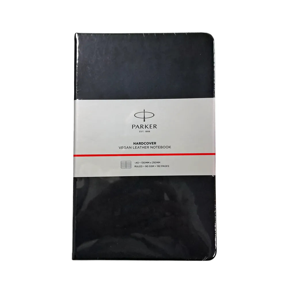 Parker Hardbound Vegan Leather A5 192 Pages Notebook - Black