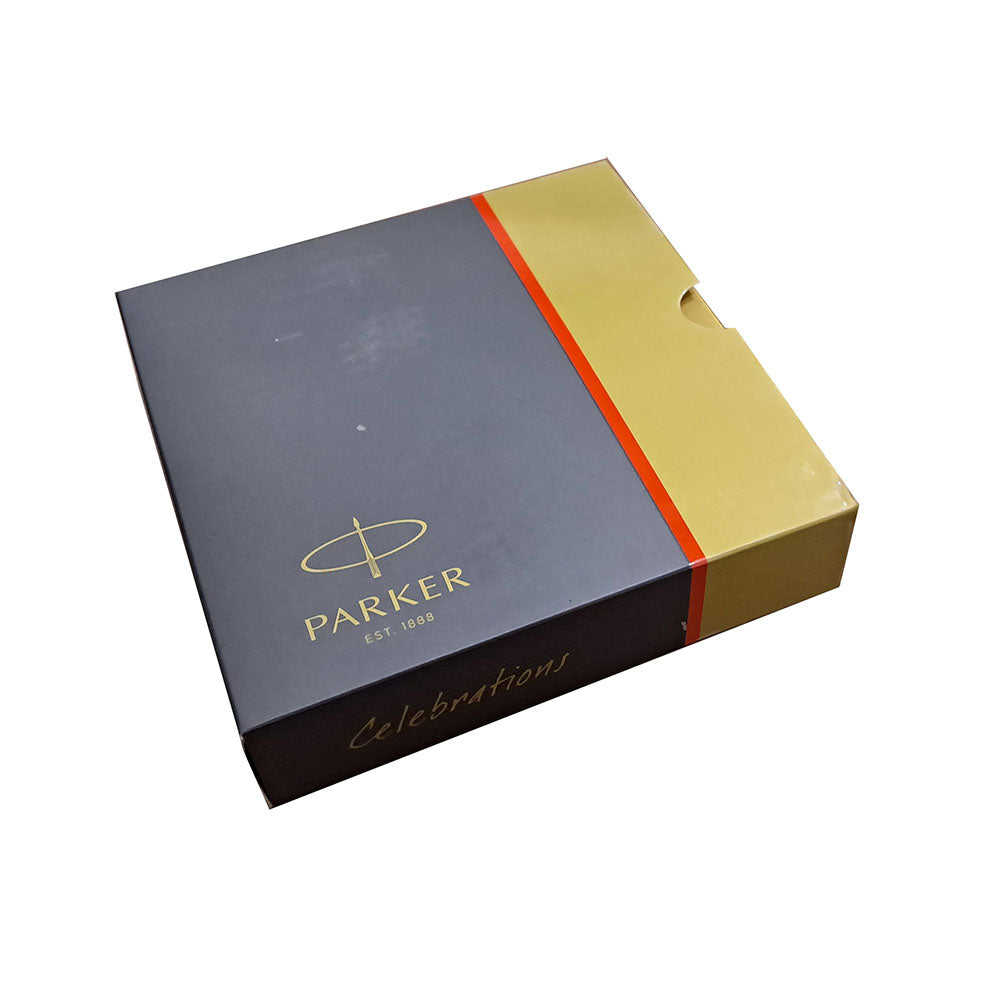 Parker Jotter Stainless Steel Gold Trim Ball Pen with Free Parker logo Keychain