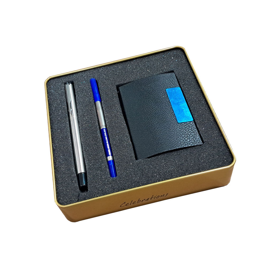 Parker Vector Stainless Steel CT Rollerball Pen with Card Holder (Free)