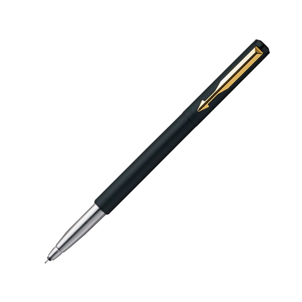 Parker Vector Matte Black GT Rollerball Pen with A5 Black Houndstooth Print Notebook