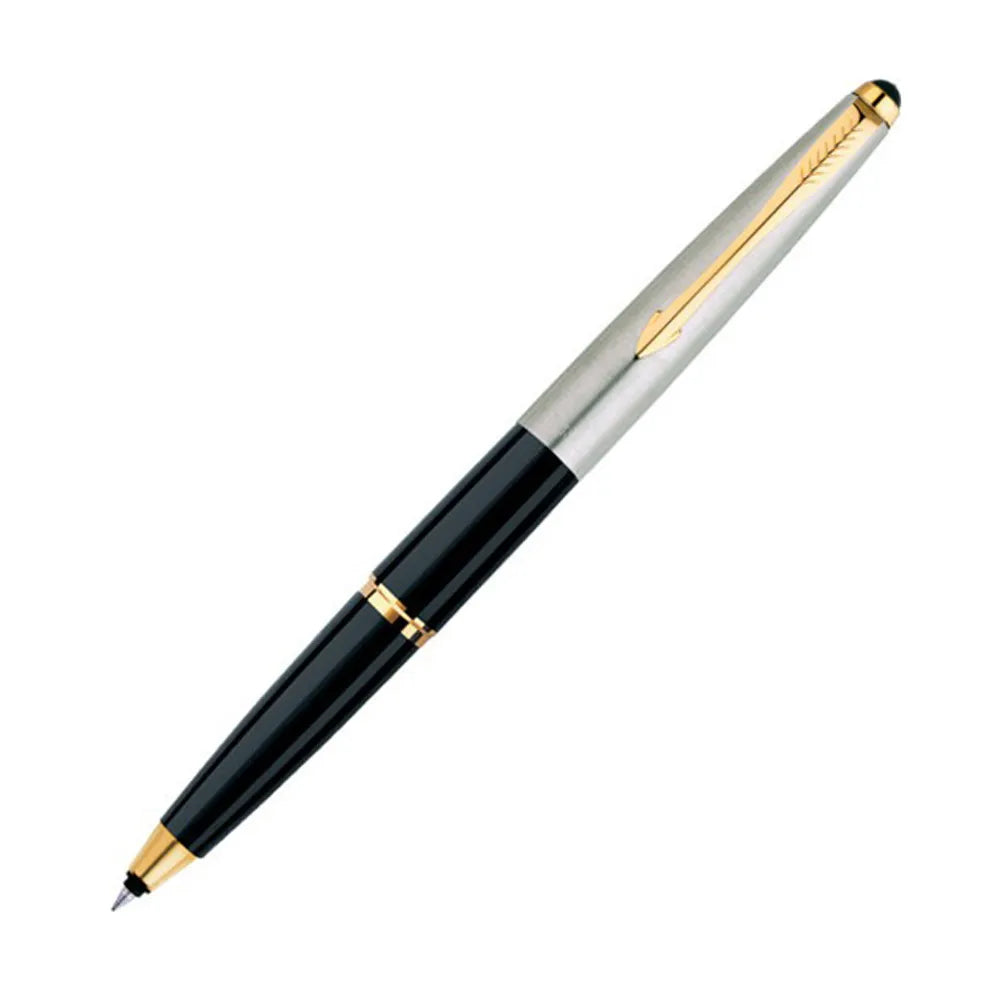 Parker Galaxy Standard Gold Trim Rollerball Pen with Parker Logo Silver Keychain