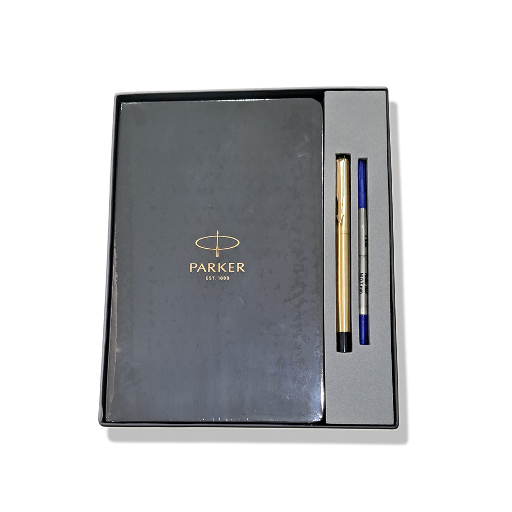 Parker Vector Gold Rollerball Pen with Parker A5 Notebook