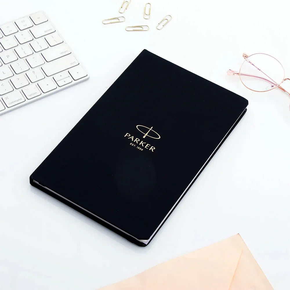 Parker Frontier Gold Rollerball Pen + Notebook + Parker Logo Keychain