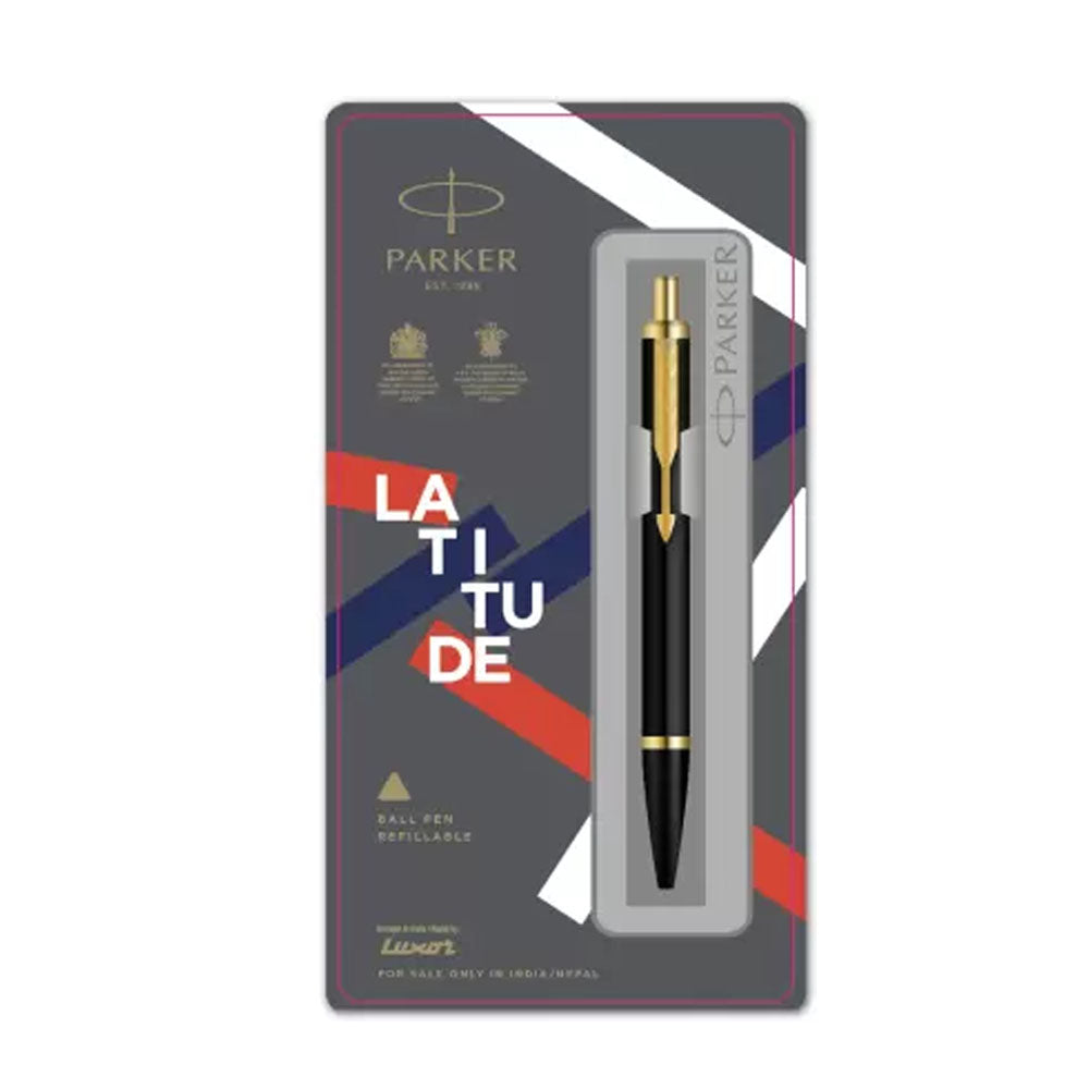 Parker Latitude Matte Black Gold Clip Ballpoint Pen